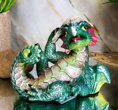 Adorable Green Earth Dragon Hatchling Baby Egg Shell Figurine 2.75&quot;H Col... - $20.49