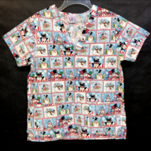 Willow Brook White Winter Holiday Season Peppermint Snowman Scrub Shirt ... - £11.87 GBP