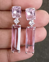 Bollywood Style Indian 18k White Gold Filled CZ Earrings Pink Jewelry Set - £22.76 GBP