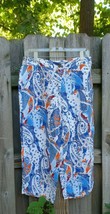 CHICO&#39;S Pants Size 1.5 Cropped 100% Linen Paisley Med / 10 - $22.79