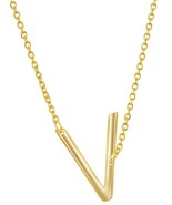 Gold-plated Sterling Silver Sideway Letter V Initial Pendant Chain Neckl... - £30.32 GBP