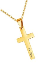 Personalized Cross Necklace Engravable Stainless Steel Faith - $55.14