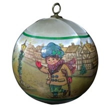 Vintage Christmas Satin Ball Ornament Tiny Tim Charles Dickens A Christmas Carol - £6.19 GBP