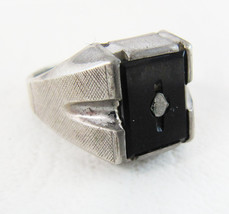 Vintage Sterling Silver And Onyx Men&#39;s Signet Ring  - Sz. 6.25 - £31.64 GBP