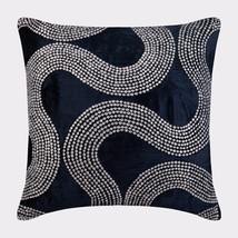 Blue Art Silk Sequins &amp; Beaded Bird Pillows Cover, Birdy Flight, 8. Navy Blue (C - £30.08 GBP+