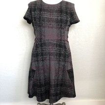 Betsey Johnson Dress Womens 10 Gray Flannel Plaid Lined Knee Length Dress - £15.14 GBP