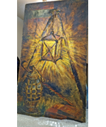 VTG STELLA ANGELINI ITALY 1930 GOLD OIL PAINTING CHRISTIAN STAFF ART BIB... - $3,300.00