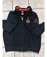 Harley Davidson Motorcycles Hoodie Men 2XL Black Full Zip Sweatshirt Fla... - £35.73 GBP