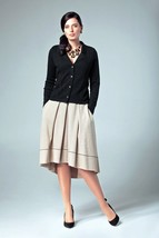 EUROPEAN WOOL ASYMMETRICAL SKIRT WITH POCKETS WORK OFFICE WINTER KNITTED... - $118.15