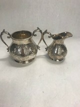 Vintage silver plate  creamer sugar ornate handles dining serving 2 pieces - $31.67
