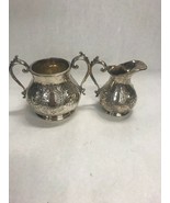 Vintage silver plate  creamer sugar ornate handles dining serving 2 pieces - £24.90 GBP