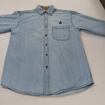 Vintage Faded Glory FGM46F01 Mens Small Blue Denim Shirt Long Sleeve Button-Down image 13