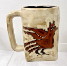 Handmade Mara Pottery Bird &amp; Floral Plant Coffee Mug 4 3/4&quot; Tall Autumn ... - $22.28
