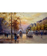24x36 inches Paris  stretched Oil Painting Canvas Art Wall Decor modern532 - $166.48 CAD