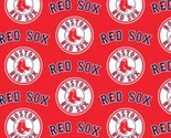 Cotton Boston Red Sox on Red MLB Baseball Sport Cotton Fabric Print BTY ... - £11.32 GBP