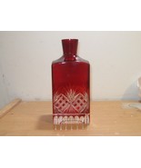Vintage Red Ruby Bohemian Red Cut Glass Decanter  Wine Liquor Bottle - $60.93 CAD