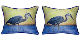 Pair of Betsy Drake Blue Heron Large Pillows 15 Inch x 22 Inch - £70.99 GBP