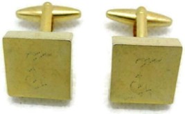 &quot;J&quot; Monogram Men Cufflinks Bullet Square 1&quot; x 3/4&quot; Gold Tone - £11.59 GBP