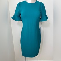 Calvin Klein Short Flutter Sleeved Sheath Dress Size 6 NEW Green - $49.76