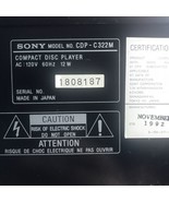 Sony CDP-C322M 5 Disc Carousel CD Player Deck High Density Linear Conver... - $88.35 CAD