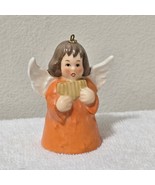 Vintage Goebel Orange Angel Bell Ornament 1983 Holding Reed Pipes West G... - $24.05 CAD