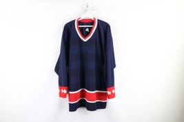 Vintage 90s CCM Mens Medium Blank Striped Team USA Hockey Jersey Blue Polyester - £39.52 GBP