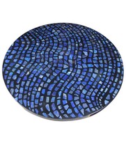 Black Resin and Lapis Lazuli, Console Table, Epoxy Table, Round Table, Round End - $12,000.00