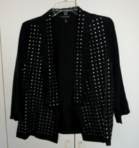 ROCK &amp; REPUBLIC LADIES BLACK 3/4-SLEEVE OPEN EVENING JACKET W/DECO-10-PO... - $28.00