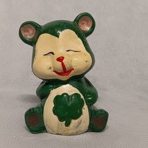 Chalkware Bank Bear Green Clover 4.5&quot; Tall - £14.90 GBP