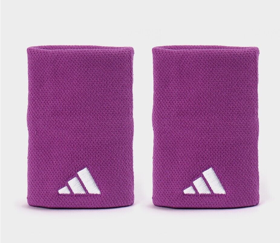 adidas Tennis Wristband L Unisex Sports Racket Sweatband Purple 2pc NWT ... - $25.90