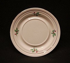 Holiday Hostess by Tienshan 6-1/8&quot; Saucer Plate Holly Border w Gold Bands - £7.11 GBP