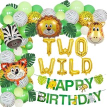 Jungle Theme 2Nd Birthday Party Supplies Safari Balloons Garland Arch Kit Decora - £28.76 GBP