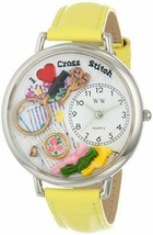 NEW Whimsical U0450010 Womens Casual Cross Stitch Yellow Leather Watch sew craft - £15.78 GBP