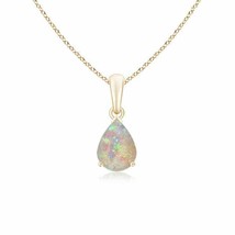 ANGARA Pear-Shaped Opal Solitaire Pendant Necklace in 14K Solid Gold | 18&quot; Chain - £414.45 GBP