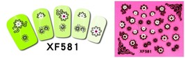 Nail Art 3D Stickers Stones Design Decoration Tips Flower White Black XF581 - £2.27 GBP