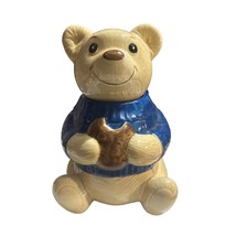 Vintage Metlox Pottery California USA Blue Sweater Teddy Bear Eating Coo... - $27.71