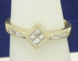 1/4 ct DIAMOND ILLUSION & ACCENT RING REAL SOLID 14 KW GOLD 3.4 g SIZE 6 - £470.02 GBP