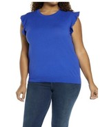 Halogen Women&#39;s 1X Square Neck Flutter Sleeve Ble StretchybTop Blouse - $26.94 CAD