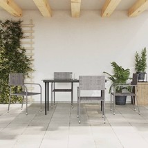  Garden Dining Set Grey and Black Poly Rattan, Steel, Tempered Glass - $8,975.61 MXN