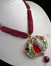 Finest Colour Stone Diamond 22K Gold Kundan Meena Jadau Spinel Beads Necklace - £5,930.15 GBP