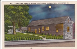 NIght Time Scene Of George Washington&#39;s Headquarters Linen Postcard - $4.85