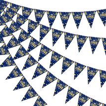 Mr. Onederful 1st Birthday Boy Triangle Banner Blue Party Decorations - $3.50