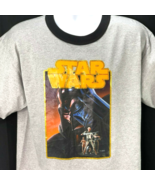 Star Wars Vader McQuarrie Art Retro Ringer T-Shirt size Large Mens Gold ... - $24.03