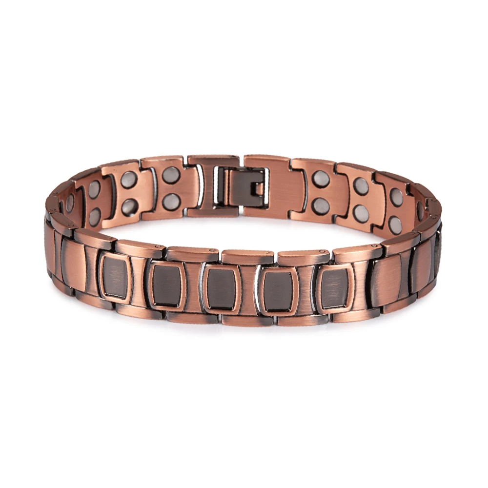 Pure Copper Magnetic Bracelet Homme 14mm Wrist Band Magnetic Bracelet Benefits H - £28.74 GBP