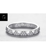 Genuine Solid Sterling Silver 925 Sparkling Band Ring With Clear Cubic Z... - £15.97 GBP
