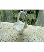 FENTON HOBNAIL WHITE MILK GLASS HANDLED BASKET 6&quot;H  - $11.83