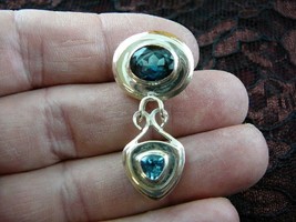 (J305-3) 2 STONE Blue TOPAZ PENDANT Sterling silver gem stone gemstone Jewelry - £19.42 GBP