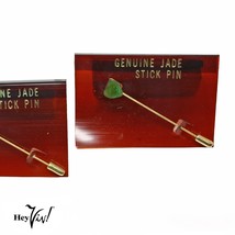 Vintage 2 Genuine Jade Stick Pins Taiwan ROC Label Star and Heart Shape ... - £11.00 GBP
