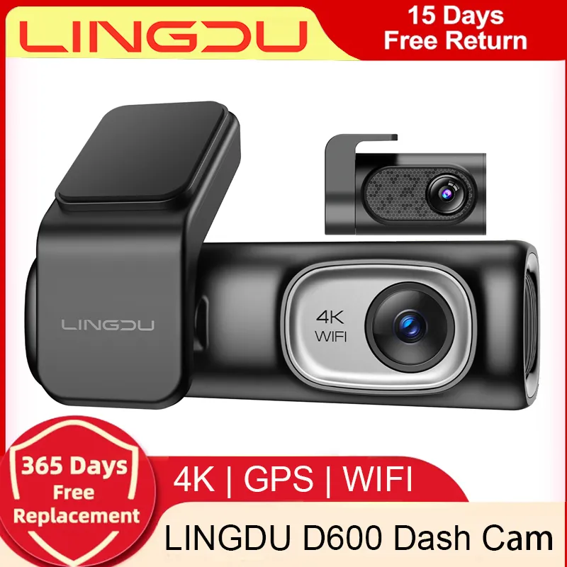 Lingdu D600 4K 2160P Uhd Dash Cam Car Dvr Wi Fi Camera Built In Gps Voice Control - £112.81 GBP