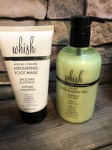 Whish 5.0 Oz. Exfoliating Foot Mask Tea /lavender &amp; Key Lime Bath Body Gel 13 Oz - £25.64 GBP